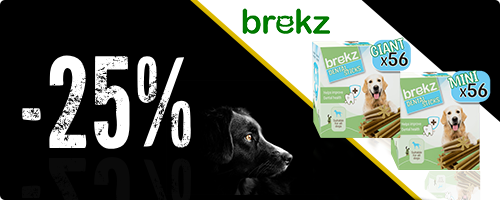 Sconto del 25% sui bastoncini dentali Brekz per cane